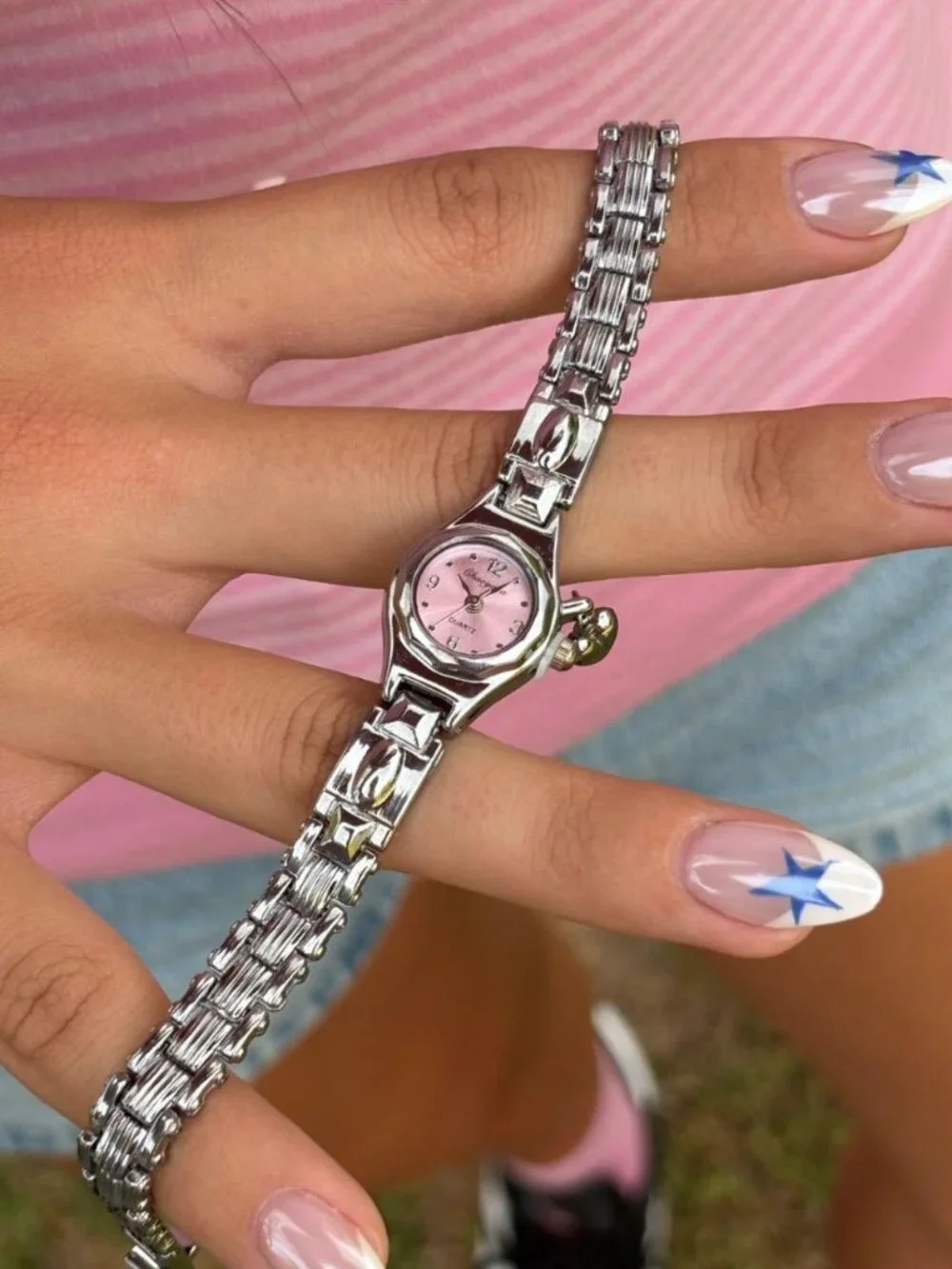Cute Preppy Silver Heart Dial Watch Preppy Y2K OS